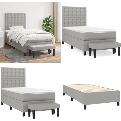 Boxspringbett mit Matratze Hellgrau 90x190 cm Stoff - Boxspringbett - Doppelbett - Bett Mit Matratze - Bettsofa - Schlafsystem - Home & Living (1/5)
