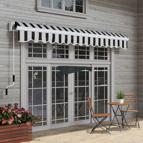 Balkonmarkise 3,95 x 2,45 x 3,50 m UV-beständig, mit Handkurbel, Aluminium & Polyester, Sonnenschutz für alle Oberflächen, Weiß/Blau (1/5)