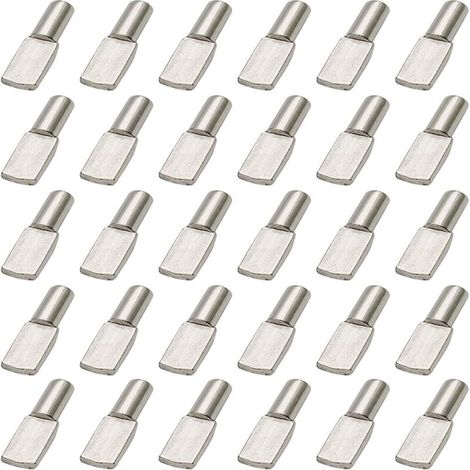 100Pcs Taquet Etagere, 5mm Support d'Étagère Étagère Broches Cheville Etagere Supports de Plaque en Métal Nickelé pour Armoire Bureau Accessoires