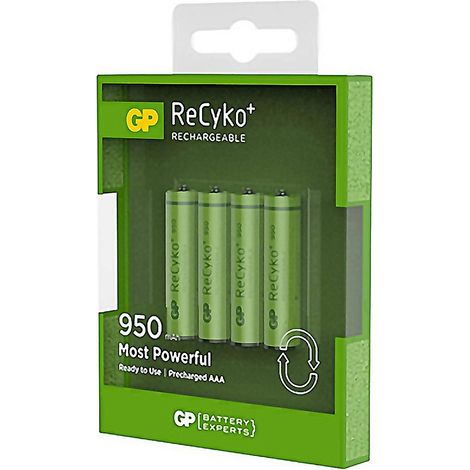 GP pilas recargable recyko r03aaa 950mah , Pìlas GP ReCyko + 950mAh AAA. Las baterías recargables GP ReCyko + son todas redondas, potentes y adecuadas para una amplia gama de aplic