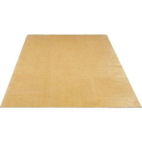 FLOORNOVO Hochflor Teppich Gold einfarbig - 200 x 140 cm - Besonders Weicher Teppich Wohnzimmer & Badezimmerteppich - Pflegeleicht - vielseitig einsetzbar im Innenbereich (1/2)