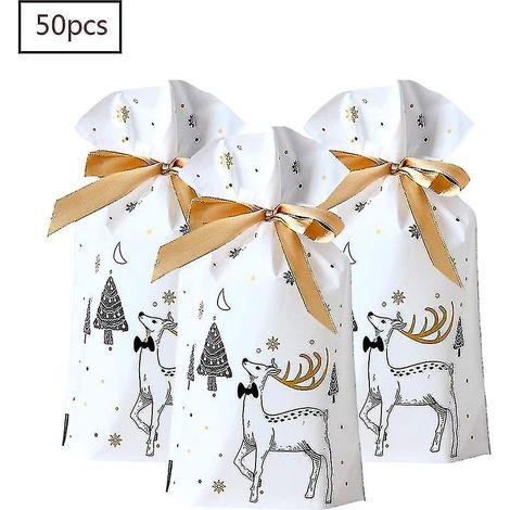Piao 50 Sacs cadeaux de Noël, Sacs d'emballage cadeau, Sacs à bonbons, Sacs à bonbons de Noël, Sacs cadeaux de Noël (1/5)