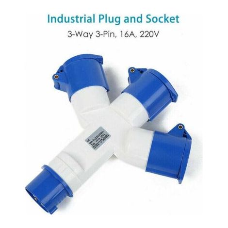 Adaptateur 3 Prises Couvercle fiche à 3 pôles 16A 220V Industriel IP44 – multiprise Caravanes/CampingCars/Bateau, Chantier, Connecteur Prises de Courant Industriel Répartiteur