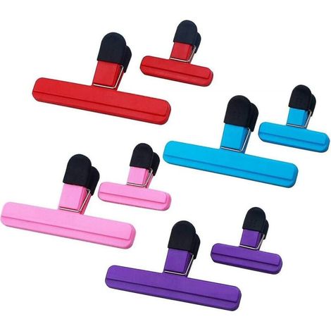 Clips pour sacs à copeaux, grands clips de scellage pour aliments, en plastique robuste, étanches à l'air, pinces de scellage, couleurs assorties (1/4)