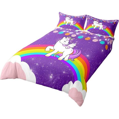 Parure de lit en microfibre motif girafe mignonne, 140 x 200 cm, imprimée en 3D, rose fleuri, chambre d'enfant E-135X200 (1/3)