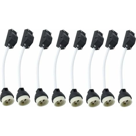 8 Pièces Douilles GU10 en Céramique avec Connecteur Câble 2A 250V Douille de Lamp GU10 Socket Adaptateur de Base avec Câbles Isolés pour Lampes LED GU10 Ampoules Halogène pots Encastrables-LIAIKI