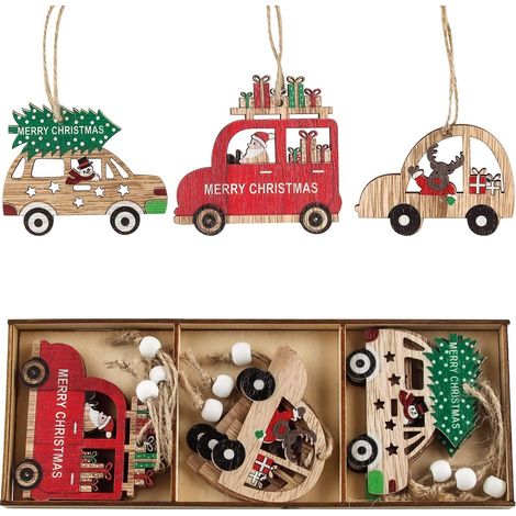 Hängender Weihnachtsbaumschmuck aus Holz, Weihnachtsschmuck aus Holz