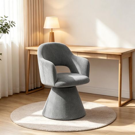 Silla giratoria de diseño con aspecto escultural, silla de comedor, sillón con reposabrazos integrados, silla giratoria con respaldo curvo, silla auxiliar, sillón de salón (solo con 1 silla giratoria) (1/5)