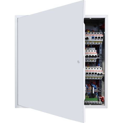 Trappe de Visite Ouverture 620x620 mm, Porte de Révision Robuste en Acier Galvanisé, pour Câblage Cache Canalisations Placo Plafond Sol, Panneau d’Accès Maintenance avec Serrure, Blanc (1/5)