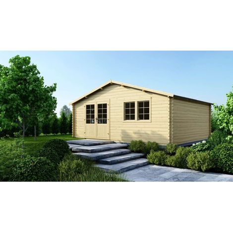 Altanka – Abri de jardin bois 30m² – Dimensions 6x5m – Épaisseur 40mm – Toit à deux pentes – Fenêtre oscillo-battante – Double porte vitrée