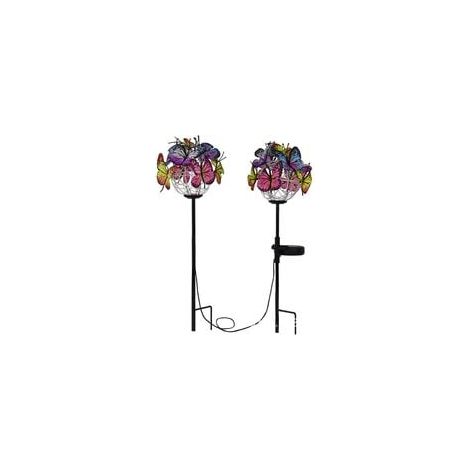 Lot de 2 lampes solaires papillon pour décoration de jardin et terrasse (1/5)