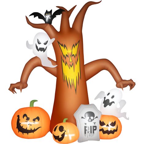 Outsunny 7.9FT Inflatable Halloween Ghost Tree w/Pumpkins, Ghosts, Tombstone (1/5)