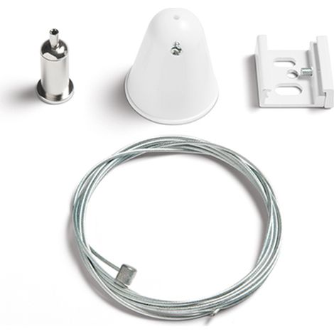 Kit sospensione binario colore bianco e blocca cavo a soffitto 200cm