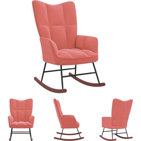 The Living Store - Schaukelstuhl Samt Rosa (1/5)