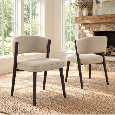 Set di 2 sedie da pranzo 60x49x80 cm in tessuto ciniglia tortora - MEUBLIV (1/5)