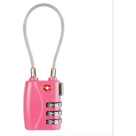 1-Piece 3-Digit Combination Padlock with Large Shackle, Resettable Code, for Small Luggage Drawer, Password Lock - Pink (1/5)