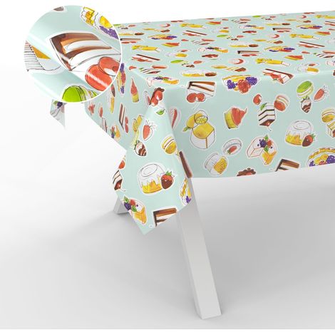 Nappe en Toile cirée Lavable, pour Table de Jardin, extérieur et intérieur, Bord coupé, Dessert, Menthe 100 x 140 cm (1/5)