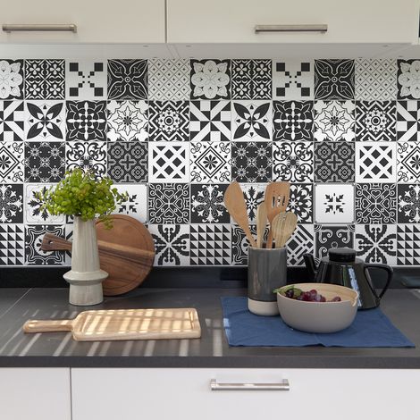 Sticker Mural Carrelage adhésif Cuisine Salle de Bain - 9 STICKERS CARRELAGES AZULEJOS AGUSTINO - 9stickers15x15cm (1/5)