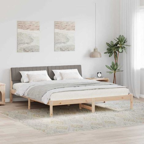vidaXL Bettgestell Braun und Taupe 180 x 200 cm Massivholz Kiefer (1/5)