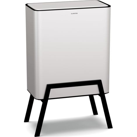 Klarstein Yuma Mülleimer - 30L Abfalleimer mit Geruchsfilter, Druckknopf, Herausnehmbarer Inneneimer, Stilvolle Füße, Weiß - Mülleimer Küche