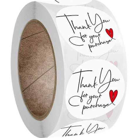 NOUVEAU 100-500 pièces Autocollants ronds en papier naturel « Merci » - Étiquettes de sceau - Fait main avec amour - Papier à lettres