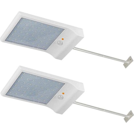 Lot de 2 lampes solaires murales de jardin IP65, 3 modes d'éclairage, avec poteau en aluminium, lampe solaire extérieure à 42 LED avec détecteur de mouvement à 120° ( ) (1/5)
