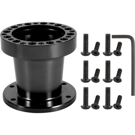 Kit Adaptateur Volant Universel 3 Pouces Aluminium Noir Entretoise Moyeu Compatible (1/4)