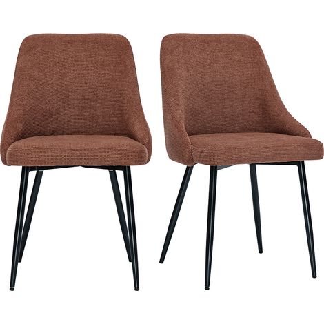 Sedie in tessuto ciniglia terra bruciata e metallo nero (set di 2) HASTA
