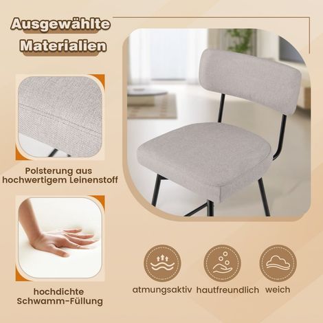 Sgabelli da bar girevoli, set da 2, beige, rivestimento in lino