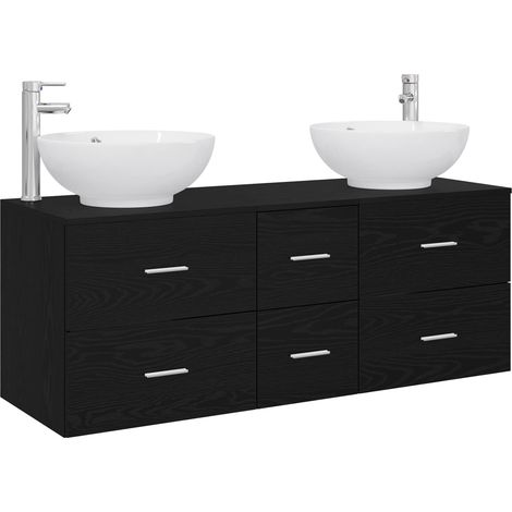 Bathroom Furniture Set 3 pcs Black 49.5 x 44.5 x 65 cm vidaXL (1/5)