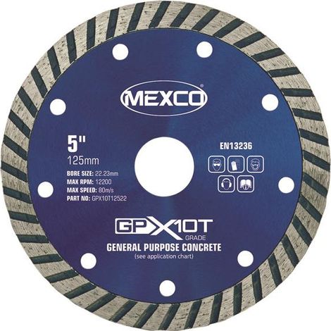 MEXCO GPX10T12522 GP Concrete Turbo Diamond Blade 125 x 22mm MEXGPX10T125 (1/2)