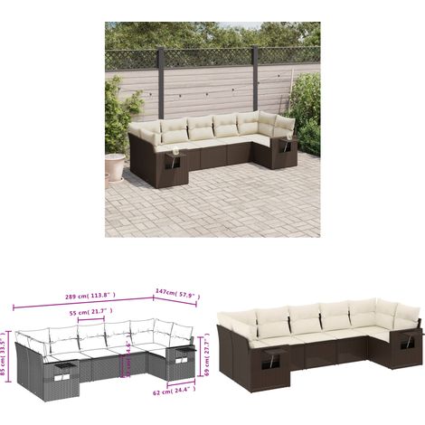 7-tlg. Garten-Sofagarnitur mit Kissen Braun Poly Rattan - Gartenmöbel - Esszimmergarnituren - Outdoor Möbel - Lounge Set - Rattan Gartenmöbel - Home & Living (1/3)