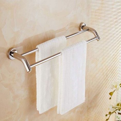 Étagère Serviette Multi-Fonction Porte-Serviettes en Acier Inoxydable Étagère Porte-Serviettes Mural Rangement Serviette Bain 60cm (1/3)