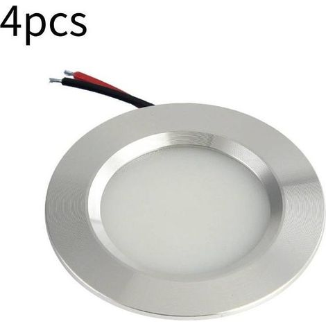 Lot de 4 spots LED encastrables 3W 12V, lumière blanc chaud 3000K, spot LED encastrable rond dimmable 240 lumens blanc chaud pour cuisine, salle de bain, salon, cabine, bateau et voiture (1/4)