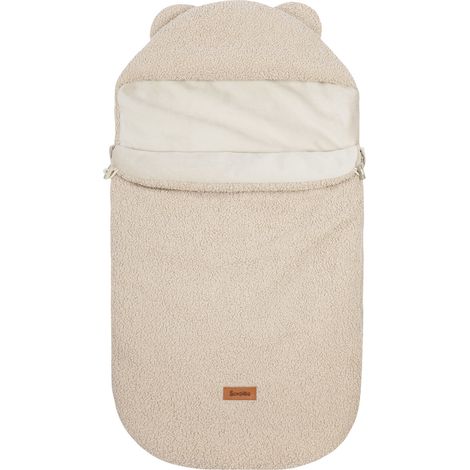 Saco de dormir 3 en 1, de piel de cordero color beige claro.