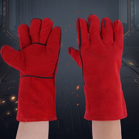Gants de soudage professionnels Gants ignifuges Vêtements de soudage Protection pour le soudage Gants haute température Cheminée, barbecue, (1/4)