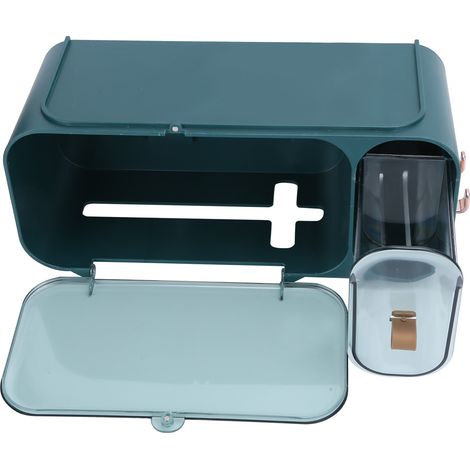 Porte-rouleau de papier toilette mural imperméable - Boîte de rangement rectangulaire verte pour salle de bain (1/5)