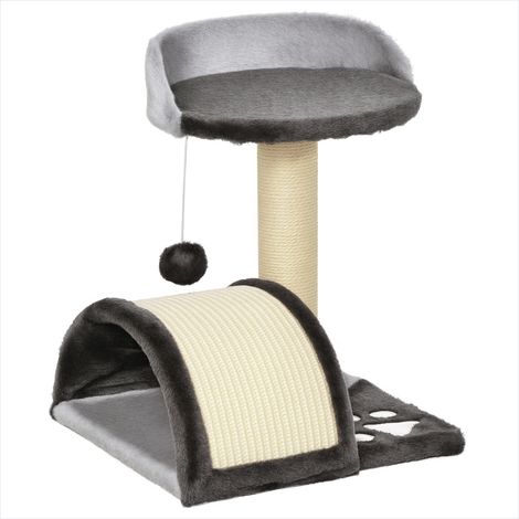 Arbre à chat griffoir design gris foncé avec boule suspendue (1/5)