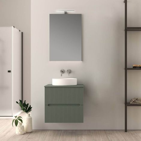 Mobile da bagno verde opaco 60 cm cannettato Palermo (1/5)