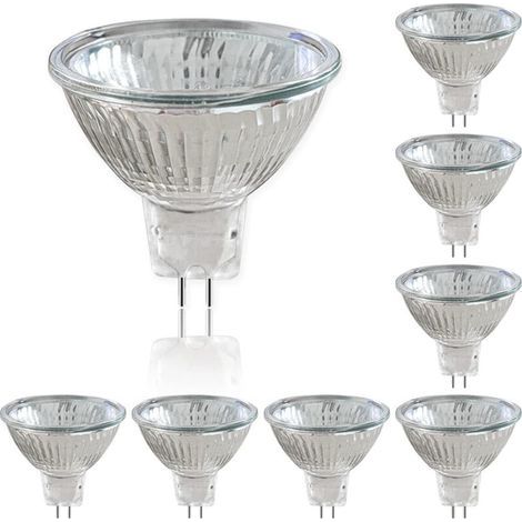 Pack de 8 Ampoules Halogènes à Réflecteur 12V GU5.3 50W, Spot à Intensité Variable, Ampoule Spot Halogène MR16, 660LM, Blanc Chaud 2700K, Faisceau 36°, Culot 2 Broches pour Appairage d'Ampoules (1/5)