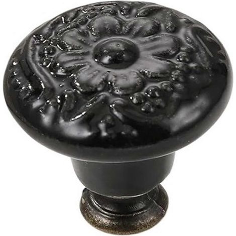 Bouton de tiroir rond vintage en céramique noire, poignée de porte de placard, décoration intérieure à faire soi-même (1/5)