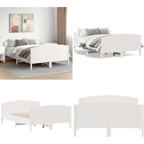 Massivholzbett ohne Matratze Weiß 120x200 cm Kiefernholz - Holzbett - Kiefernholzbett - Massives Holzbett - Weißes Bett - Singlebett - Home & Living (1/5)