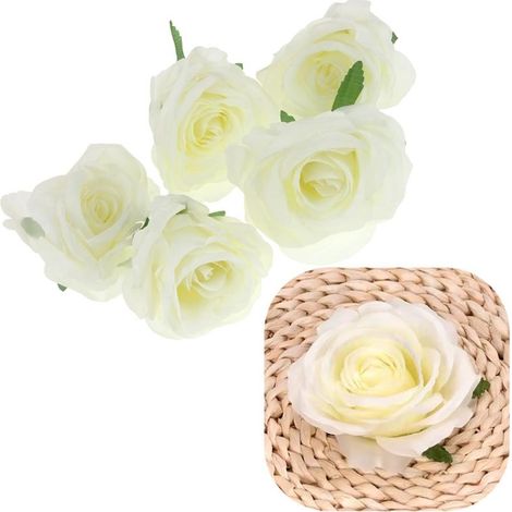 Fiori artificiali a forma di testa di rosa per decorazioni 5 pezzi - Bianco (1/5)
