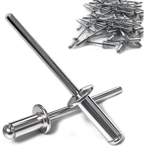 150 Pièces 4.8x12mm Rivets Aveugles en Aluminium, Argent Rivets Pop à bout ouvert pour Plastique, Bois, Métal, Bâtiments, Nautisme et Automobile (1/5)