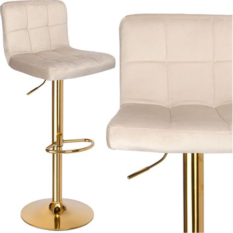 Sgabello da bar Arako in velluto beige oro