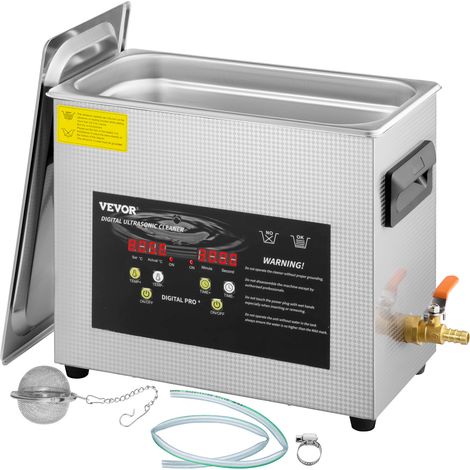 Vevor – Nettoyeur à ultrasons 6 L – Puissance ultrasonique 180 W – Chauffage 200 W – Fréquence 40 kHz – Acier inoxydable pour nettoyage professionnel