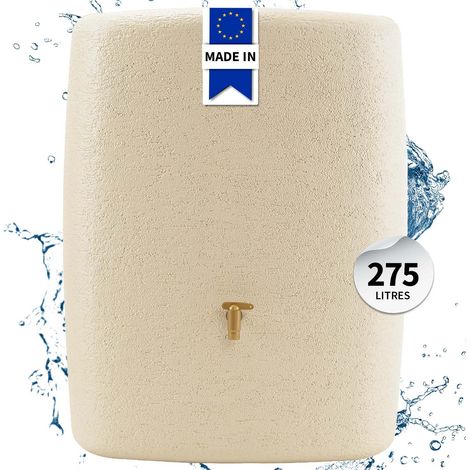 Graf – Cuve murale TERRA 275L sable – Réservoir eau avec robinet PE imitation laiton – Installation sans perçage – Pour stockage extérieur - 4rain (1/6)