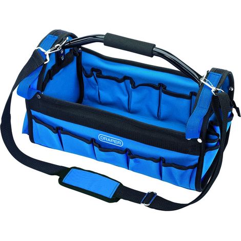Sac à outils fourre-tout robuste Organiseur de rangement d'outils Kit d'outils ouverts Nylon rigide Poignée tubulaire en acier Bandoulière réglable 85751 (1/5)
