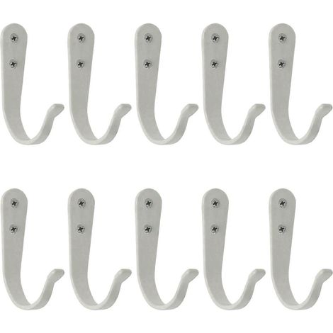 Petits crochets porte-serviettes robustes pour salles de bains et cuisines, blancs. (1/5)