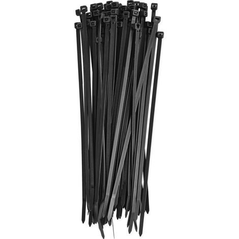 Lot de 100 serre-câbles en nylon PA66 pour extérieur, 250 x 4,8 mm - Pour faisceau de câbles max. Ø 6,5 cm - Gestion des câbles résistante auto-bloquant pour jardin, maison et atelier - Noir (1/5)